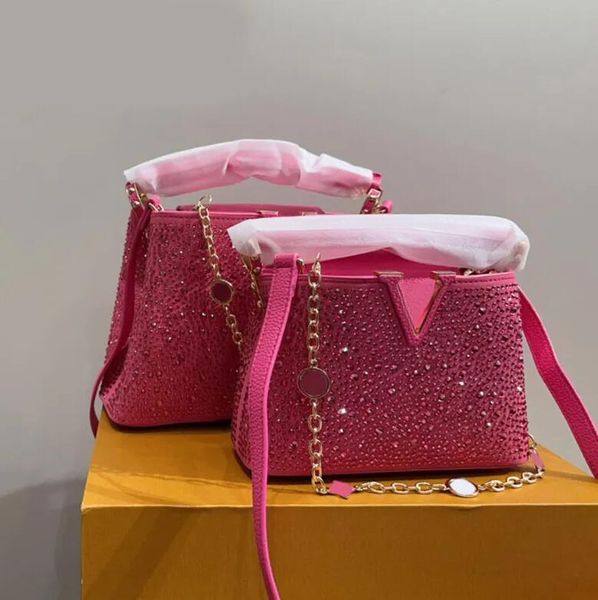 Debriyaj Tasarımcı Capusines Rhinestone Elmaslar Akşam Yemeği Kadın Çantalar Çanta Pahalı Omuz Metal Zinciri Crossbody Bag