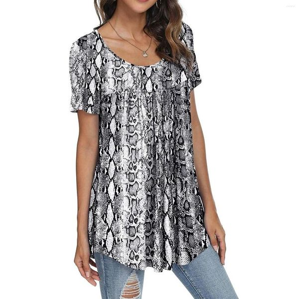 Camicette da donna Camicetta elegante da donna Top tie-dye Donna Estate manica corta Girocollo Tunica Camicie casual Blusa Feminina