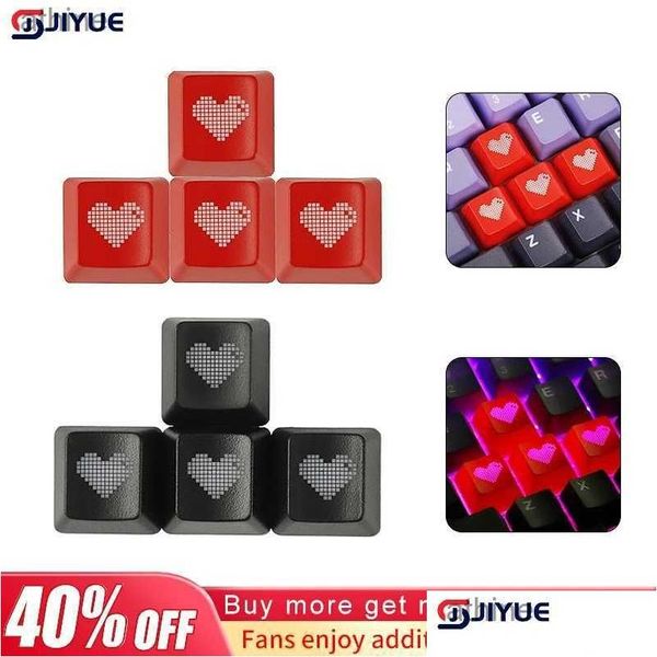 Teclados Brilho Vermelho Através de Keycaps Abs Gravado Shine-Through Pixel Coração Preto Personalizado Mecânico Oem Perfil Double S Drop Delivery Co Oty31