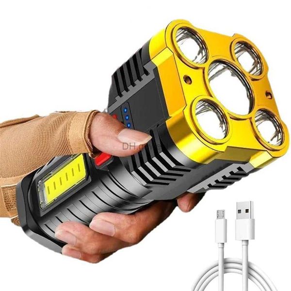 Lanterna da campeggio X-TIGER Torce super luminose 5 Core Torcia elettrica a LED 3 colori Carica USB Lampada da campeggio esterna Illuminazione tattica portatile YQ240124