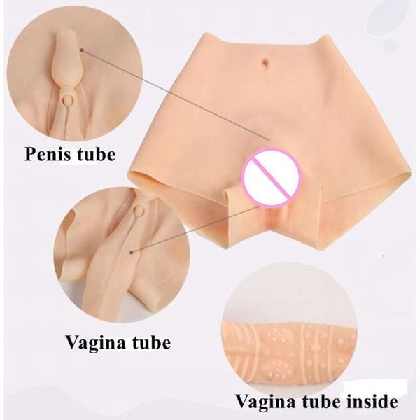 Accessori per costumi 70CM Silicone Realistico Vagina Panty Shemale Crossdresser Figa Pantaloni Transgender Sesso artificiale Biancheria intima finta Enhancer Hip 1G