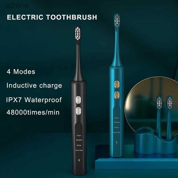 Escovas de dentes elétricas Cabeças de substituição Moda Escova de dentes ultrassônica Carregamento indutivo Adultos 4Mode Sonic IPX7 à prova d'água com 2 YQ240124