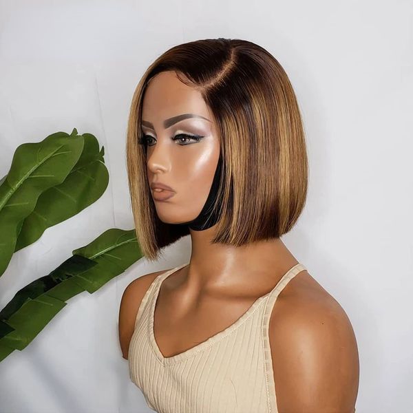 Brasilien Highlight Perücke menschliches Haar Bob Perücke kurze Straße Bob Perücke Spitze Front Synthetic Perücken 360 Full Spitze billige Perücke zum Verkauf