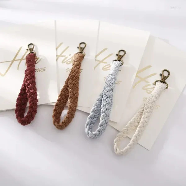 Chaveiros 2024 Handmade Chaveiro Pingente Acessórios DIY Corda de Algodão Crocheted Strap Lanyard Jóias