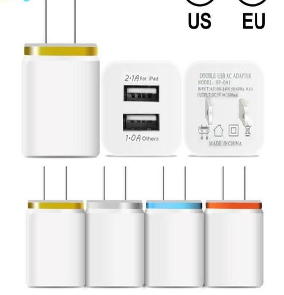 Caricatore da muro doppio USB in metallo Caricatore del telefono Spina US EU 21A Adattatore di alimentazione CA Spina del caricatore da muro 2 porte per Ip 11 pro max Samsung Xiao3238713