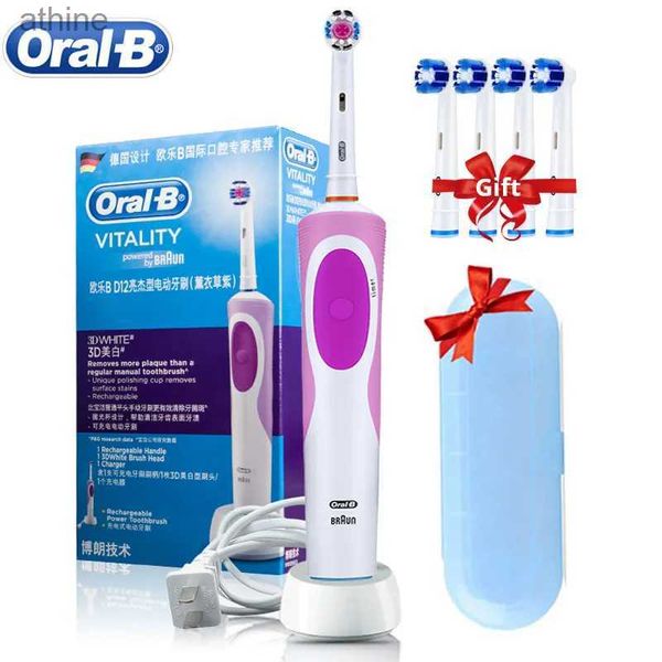 Escovas de dentes elétricas Cabeças de substituição Oral B Escova de dentes 2D Rotary Vibration Clean Charging Escova de dentes Cross Action Bristle Care 4 presente grátis YQ240124