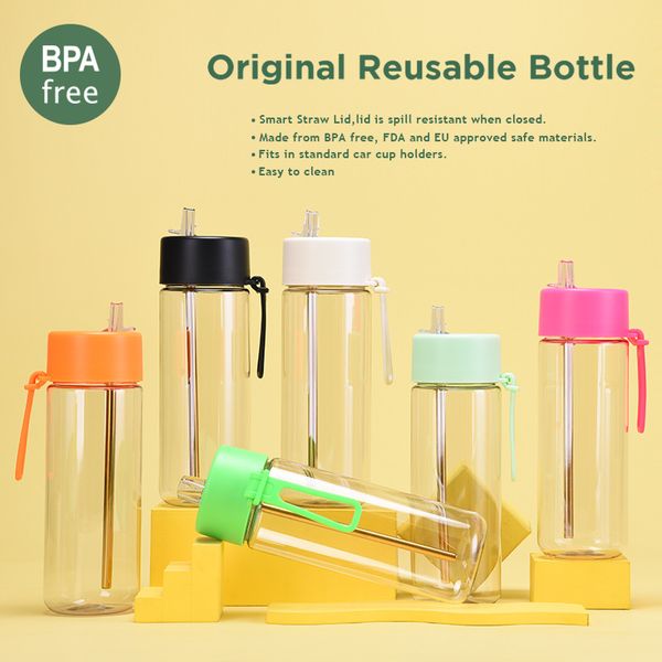 Borraccia in plastica da 740 ml Borraccia sportiva Bottiglie senza BPA con manico per ciclismo per bambini e adulti
