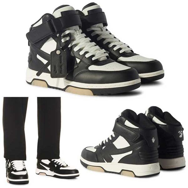 OF Winter New Brand Designer High Top Sneakers Fashion Luxury Men Scarpe sportive con frecce nere sul lato e tomaia in pelle per scarpe casual da donna di alta qualità 35-46