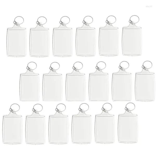 Chaveiros 300 pcs PO Keychain Retângulo Transparente Em Branco Acrílico Inserir Moldura Keyring Key Holder DIY Split Ring