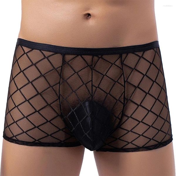 Unterhosen Männer Sexy durchsichtige Boxershorts Sheer Mesh Transparent Uniform Temptation Pouch Unterwäsche Höschen Dessous Bademode Beachwear