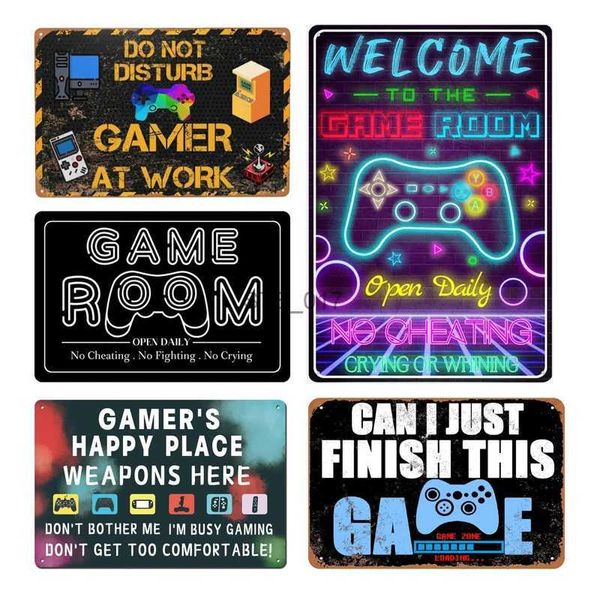 Pittura in metallo Decorazione della sala giochi Targa in metallo in metallo Poster Giocatore Camera da letto Decorazione della parete Pittura artistica Targa Home Gaming Slogan Man Cave Ragazzi Regalo