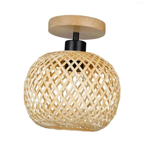 Pendelleuchten Bambuskugellampe ohne Glühbirne Handgewebter Rattan-Kronleuchter E26 Küche Unterputz Wohnzimmer Rustikaler Stil Bambbo-Licht