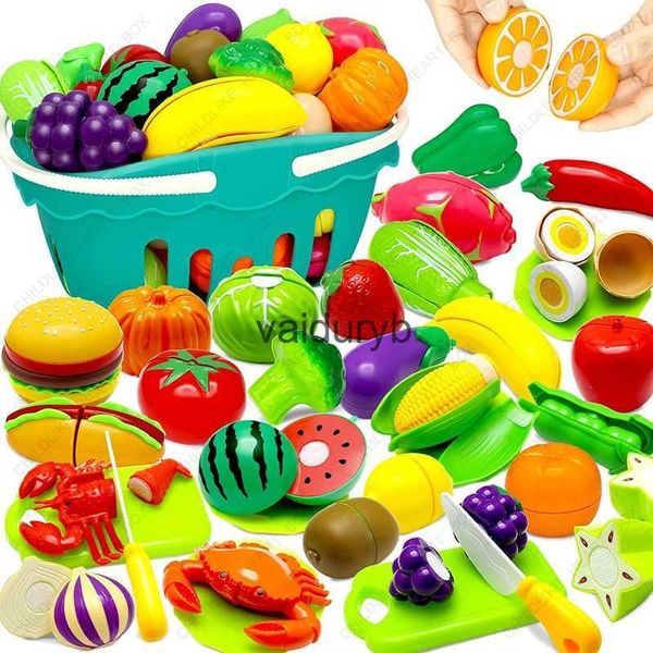 Cucine Gioca Cibo ldren Giocattolo da cucina in plastica Carrello della spesa Set Taglia frutta e verdura Casa Simulazione Giocattoli Bambini Prima educazione Giftvaiduryb