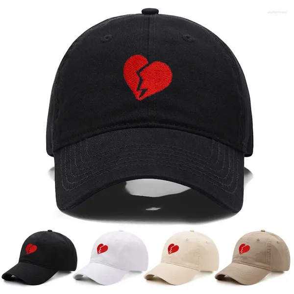 Top kapaklar kırık kalp nakış saf pamuklu beyzbol şapkası moda kadın erkekler şapka spor vizörleri Snapback güneş nefes alabilen açık