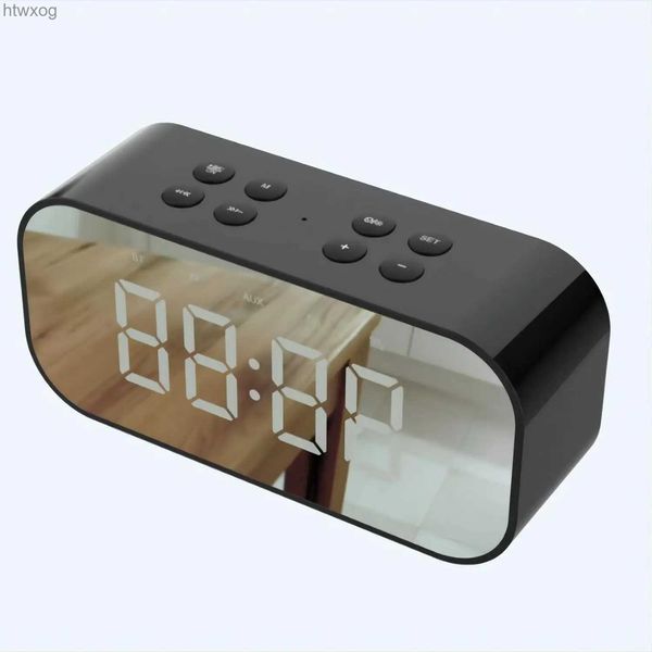 Alto-falantes portáteis Venda quente Portátil sem fio Bluetooth Speaker Coluna Subwoofer Música Caixa de som LED Time Snooze Alarm Clock para PC Laptop Phone YQ240124