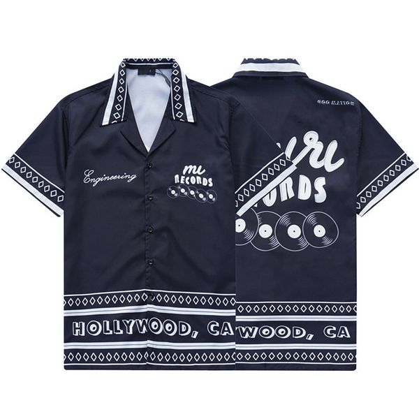 2024 Роскошная дизайнерская рубашка Мужская модная геометрическая рубашка для боулинга с геометрическим рисунком Гавайский цветок повседневная рубашка Мужская облегающая универсальная футболка с коротким рукавом
