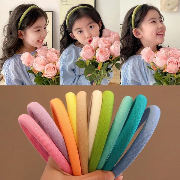 Haarschmuck 2024 Korean Fashion Solid Candy Farbe Stoff Haarbänder Kinder Hoop für Mädchen