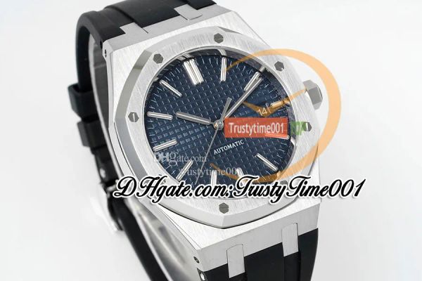 APSF V3 15400 SA3120 Автоматические мужские часы 41 мм Синий текстурированный циферблат с маркерами Корпус из нержавеющей стали Черный резиновый ремешок Super Edition Trustytime00