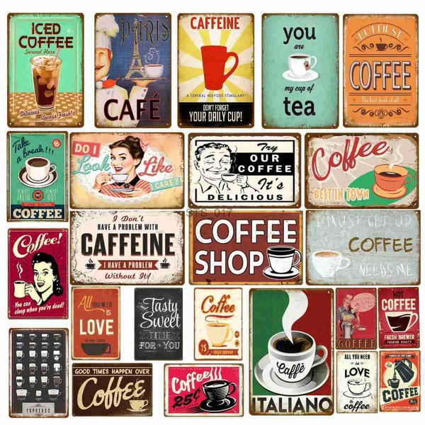 Metal boyama Paris Cafe Kahve Dükkanı Teneke İşaret İtalyan Kafein Vintage Metal Plak Mutfak Bar Duvar Dekor Retro Posterler Demir Boyama