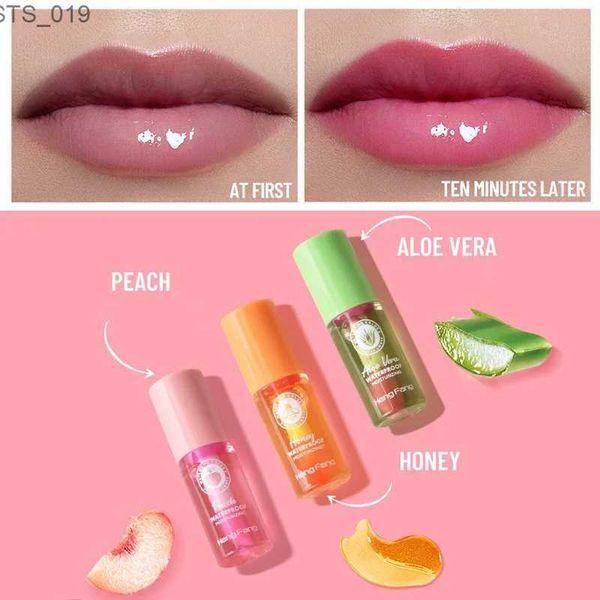 Lipgloss Mini feuchtigkeitsspendender, temperaturempfindlicher Lippenbalsam, feuchtigkeitsspendendes, farbwechselndes Lippenöl, Pfirsich-Aloe-Vera, aufhellende, reparierende Lippen, Lippenpomade