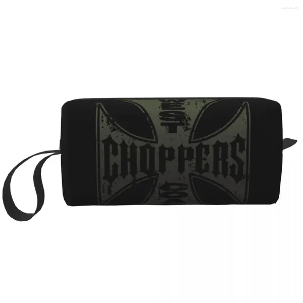 Sacos cosméticos West Coast Chopper Iron Cross Maquiagem Bolsa Viagem Homens Mulheres Motocicleta Dopp Kit