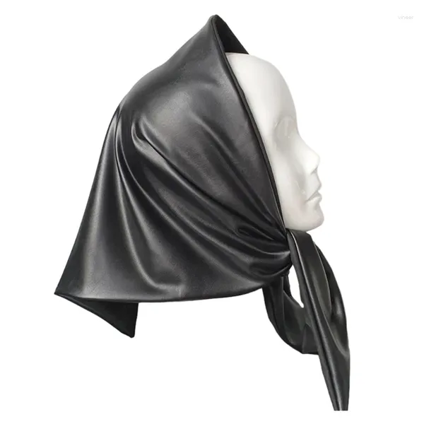 Lenços femininos cachecol de inverno casual senhoras faux couro xale envoltório hijab capa de cabeça