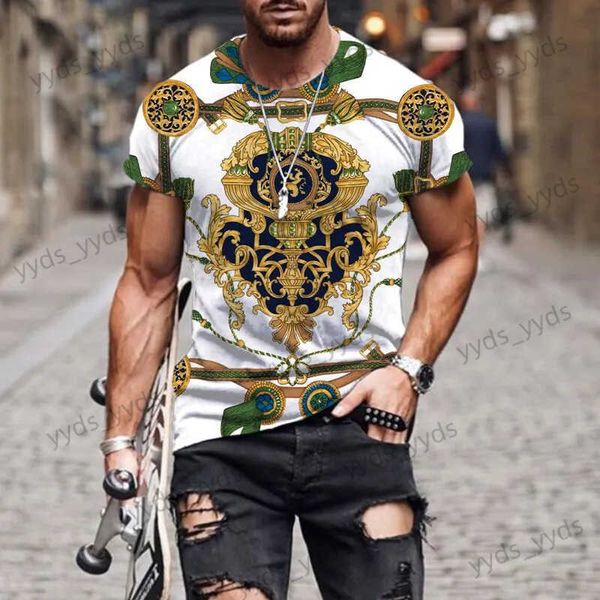 T-shirt da uomo Nuovo 2023 Moda uomo outdoor maturo top trend modello 3D stampa digitale manica corta da uomo T-shirt T240124