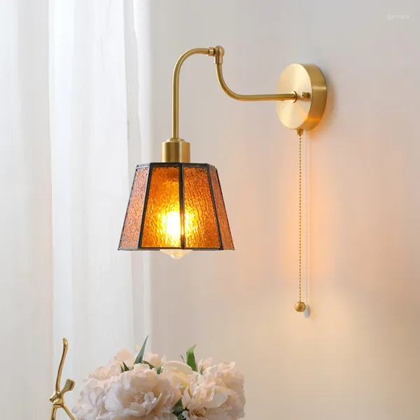 Lâmpada de parede japonesa retro latão café estudo sala de estar quarto cabeceira jantar corredor lâmpadas led