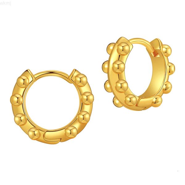 Orecchini in oro 18 carati placcati in rame stile bohémien pop europeo e americano Decorazione di perline Orecchini a cerchio piccoli creativi per le donne