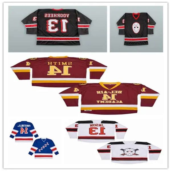 Movie Man Hockey JASON VORHEES 13 FREITAG DER 13. SCHWARZ J.Cole 14 Forest Hills Dr. 14 Will Smith Bel-Air(Bel Air) Jersey Stickerei Gelb W 62 Hig