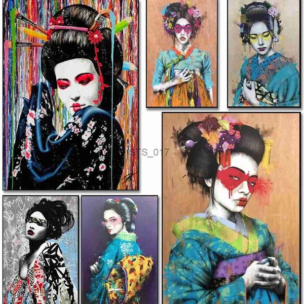 Dipinti Geisha giapponese Graffiti Art Poster e stampe Ritratto Immagini murali Pittura su tela per interni Izakaya Decorazioni per la casa di moda