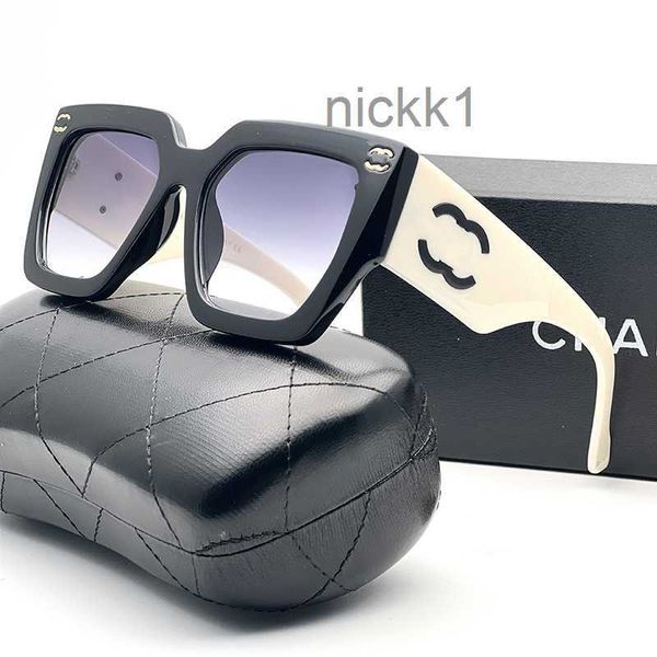 Óculos de sol de designer para mulheres canal masculino multi-cor retalhos quadro quadrado verão polarizado óculos de sol com pernas largas caixa 3409