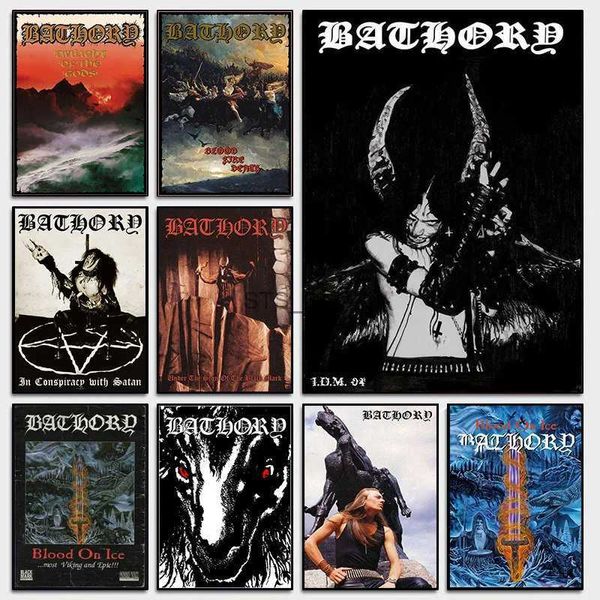 Pinturas Bathory Quorthon Retro Heavy Metal Música Banda Cantor Poster Canvas Pintura Arte Da Parede Fotos Home Room Decor Presente