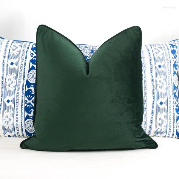 Travesseiro verde oliva veludo capa de sofá para sala de estar decoração de casa luxo design de tubulação macia lance caso s