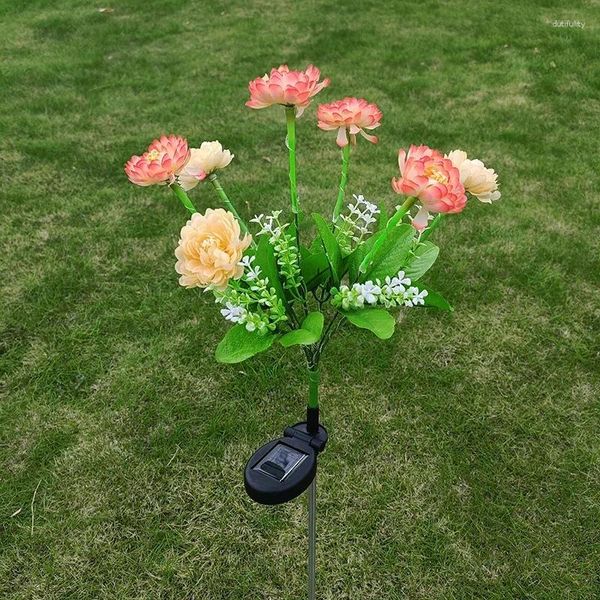 Lâmpadas de chão Solar Flor Rosa Luz Ao Ar Livre Decoração À Prova D 'Água Luzes Do Jardim Lâmpada Do Gramado Casa Decorativa Noite