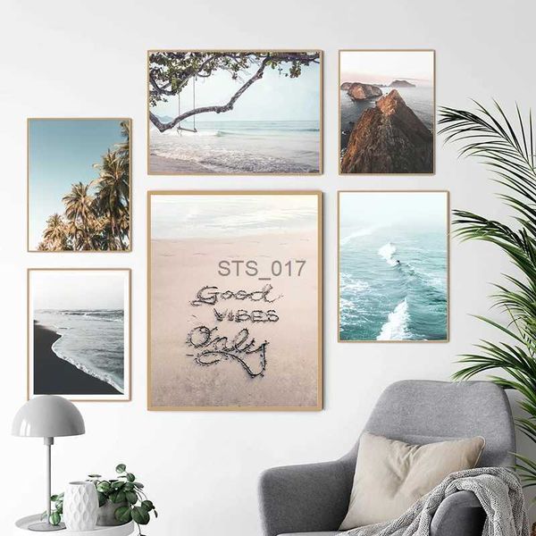Картины, пляжные настенные художественные принты, пальмы, прибрежные постеры, фото с видом на море, океанские волны, холст, картина для гостиной, домашний декор