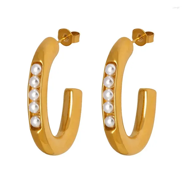Orecchini pendenti 2024 stile imitazione orecchino di perla design irregolare insolito per le donne regalo di compleanno con perno rotondo color oro