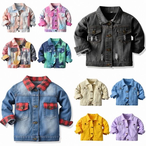 Kinder Denim Jacken Kleinkind Baby Mäntel Jungen Designer Mädchen Lange Ärmel Frühling Herbst Krawatte Gefärbte Denim Kleidung Kinder Jugend Kleidung outwear Casual Jea L6WD #