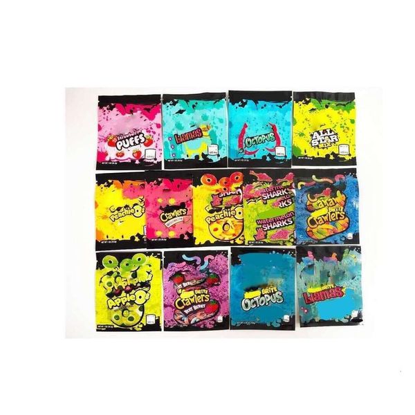 500 mg Gummi Sharks Verpackungsbeutel Sour Terp Crawlers Smell Poof Warheads Edibs Leere Candy Mylar Bags Gummies Verpackung Wiederverschließbarer Reißverschlussbeutel 600 mg