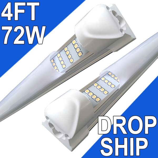 LED-Ladenleuchte 4FT 72W 72000LM 6500K Garagenleuchte mit Reflektoren, 4 Reihen verbindbare LED-Ladenleuchte, milchige Deckenbeleuchtung, DROP SHIP NO-RF RM usastock