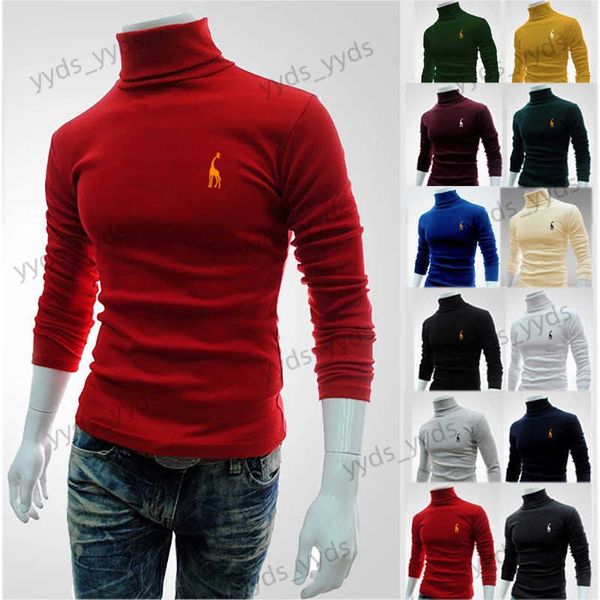 Maglioni da uomo Primavera Autunno Inverno Cotone Cashmere Alta elasticità Moda Manica lunga Camicia inferiore Dolcevita sportivo casual da uomo Top di qualità T240124