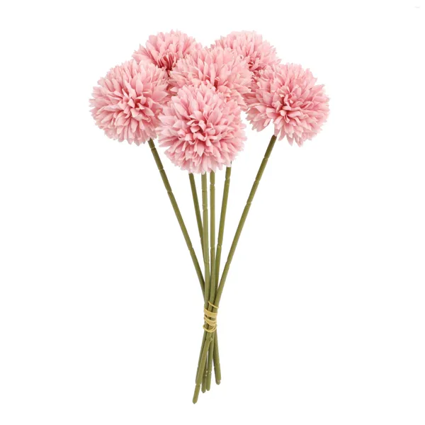 Flores decorativas artificial buquê de casamento nupcial dandelion falso seda branco rosa flor bola para festa decoração para casa