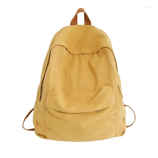 Sacos escolares de algodão feminino estilo preppy livro mochila de volta para estudante viagem casual high street laptop macio amarelo mochila saco