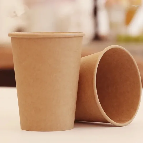 Bicchieri usa e getta Cannucce 100 pz/pacco Tazza di carta Kraft Caffè Latte Bevanda Forniture per negozi per la casa