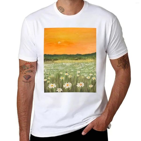 Erkek Tişörtleri Daisies Field T-Shirt Kawaii Giysileri Özel Gömlek Vintage Hızlı Kurutma Erkekler İçin Komik