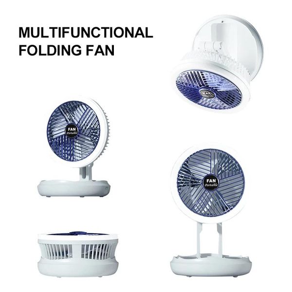 FANS Çok Fonksiyonlu Katlanır Fan Taşınabilir Fan Şarj Edilebilir USB Fan Hava Soğutma Fanı Stand Masası LED Işık Açık Kamp Tavan Fanı