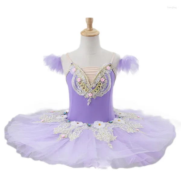 Bühne tragen 2024 Blume Professionelle Ballett Tutu Weiß Schwanensee Platter Romantische Ballerina Party Tanz Kostüm BaleDress Mädchen Frauen