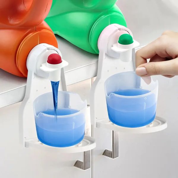 Porta detersivo per bucato Porta bicchiere per detersivo Vassoio porta sapone ordinato Organizzatore Raccoglitore antigoccia per contenitore con rubinetto liquido ammorbidente