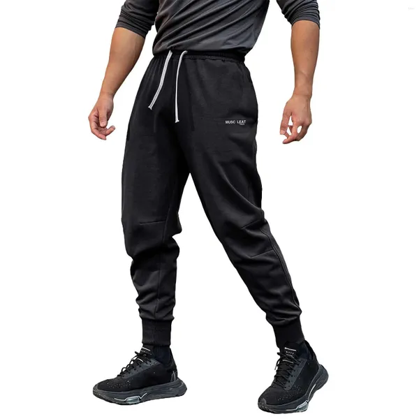 Pantaloni da uomo tinta unita elastico in vita coulisse allentata sport casual con basket corsa allenamento polo sudore