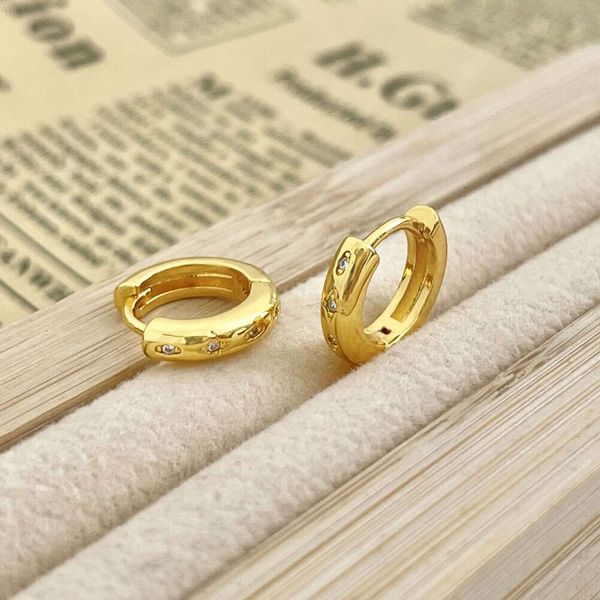 Koreanischer Stil, 18 Karat vergoldeter Schmuck, Creolen mit CZ-Edelsteinen für Damen